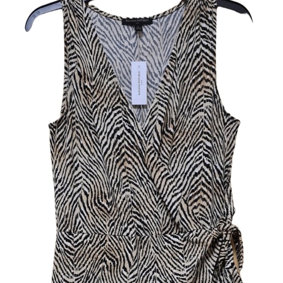 2/$40 NWT Banana Republic Faux wrap sleeveless dress, animal print, Size Small - Picture 3 of 12